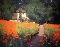 Farm House with Poppies by Romona Youngquist