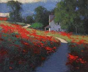 Poppies and Path by Romona Youngquist