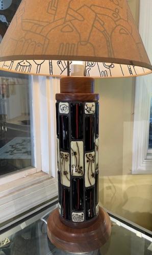 Art Lamp- Fused Glass & Turned Wood by David Collier