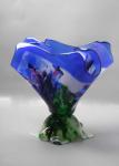 Blue Edged Marbelize Vase by Jo Ann Syron
