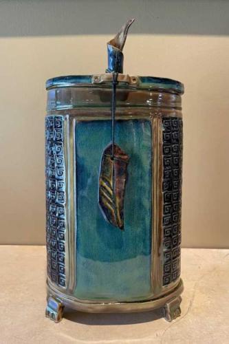 Large Lidded Vessal with Amulet by Matthew Clarkson